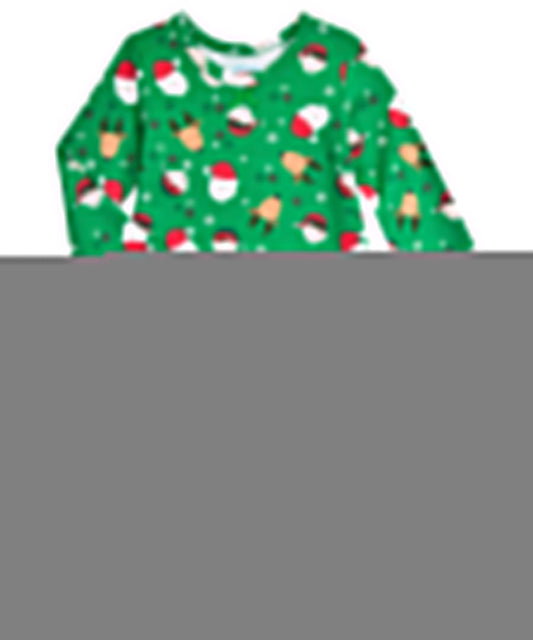 Sara's Prints Girls Ruffle Top & Pant Pajama Set - Santa & Elf