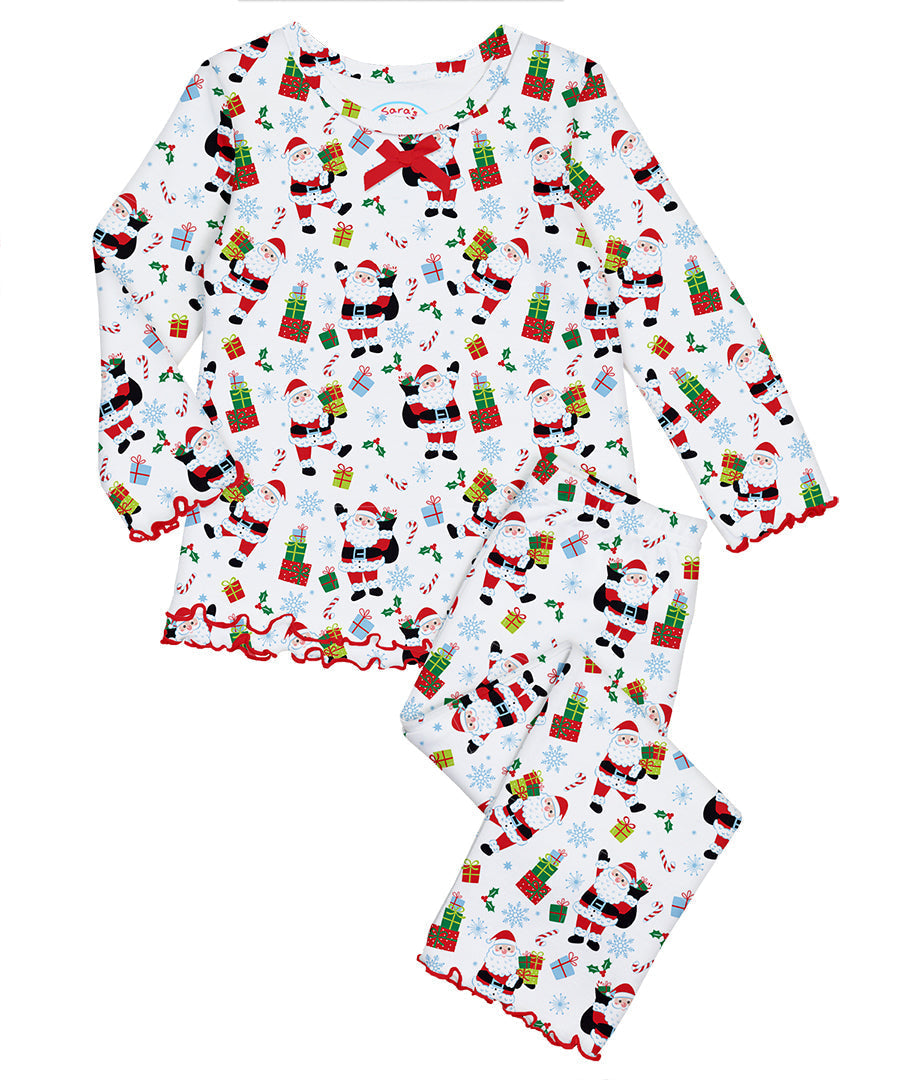 Sara's Prints Girls Ruffle Top & Pant Pajama Set - Secret santa