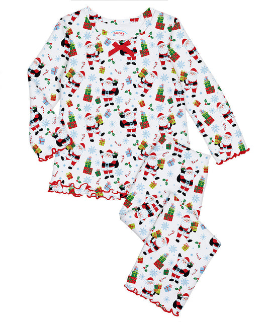 Sara's Prints Girls Ruffle Top & Pant Pajama Set - Secret santa