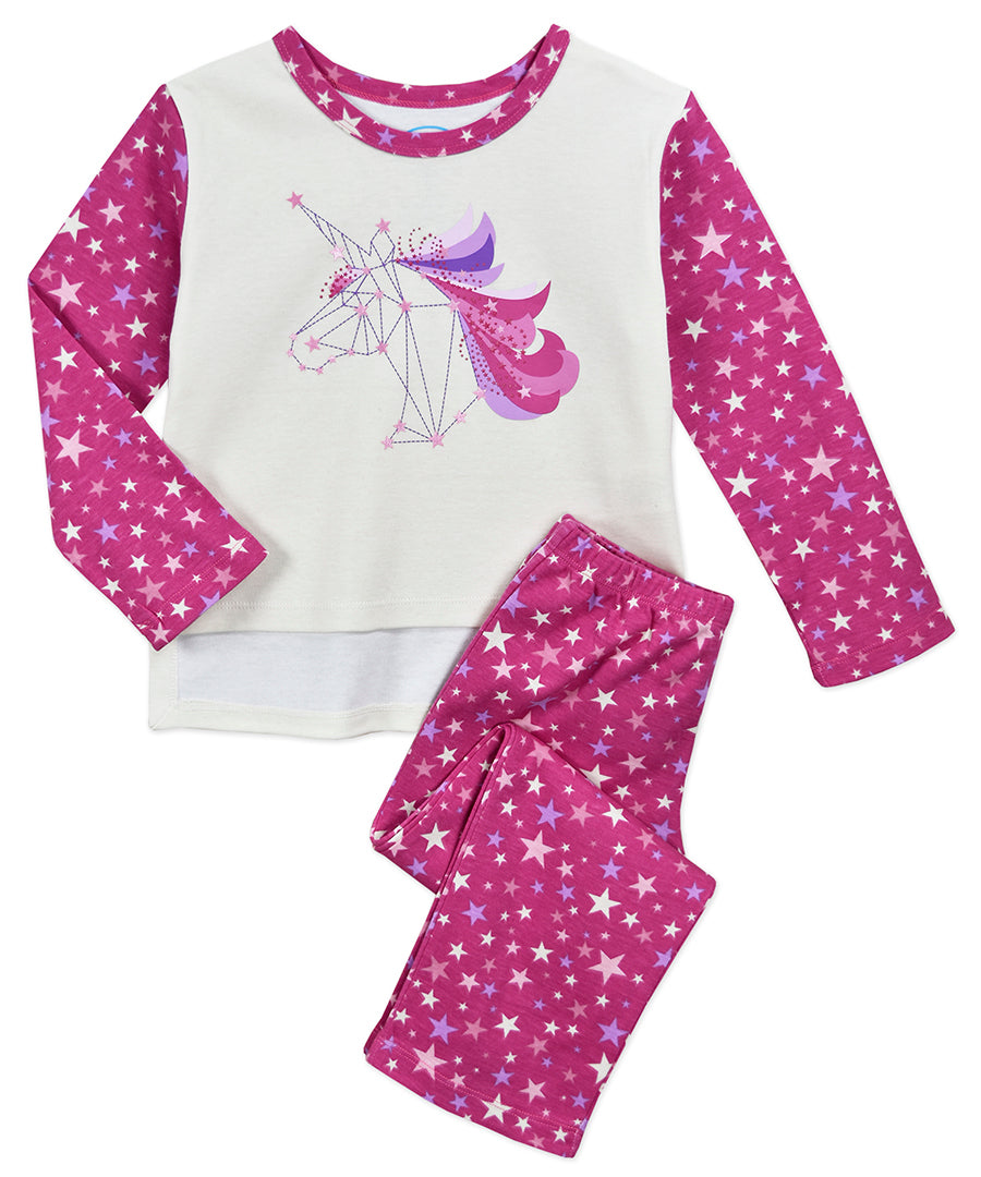 Hi-Low Top & Pant Pjs - Starry Unicorn