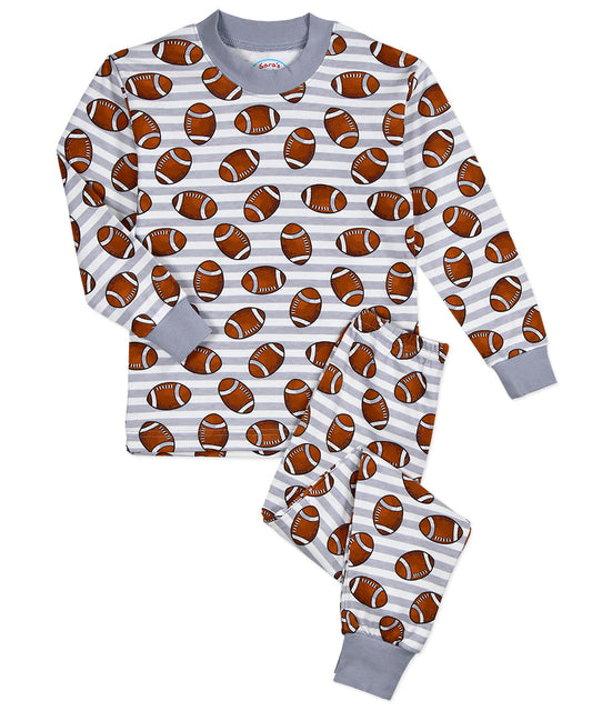 Super Soft Classic Pajama Set - Football Stripe
