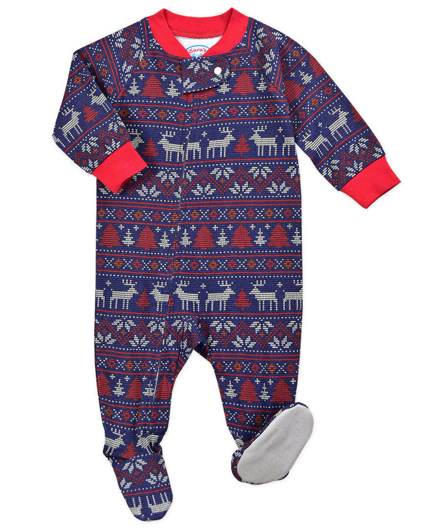 Footed Pajamas - Navy Fair Isle