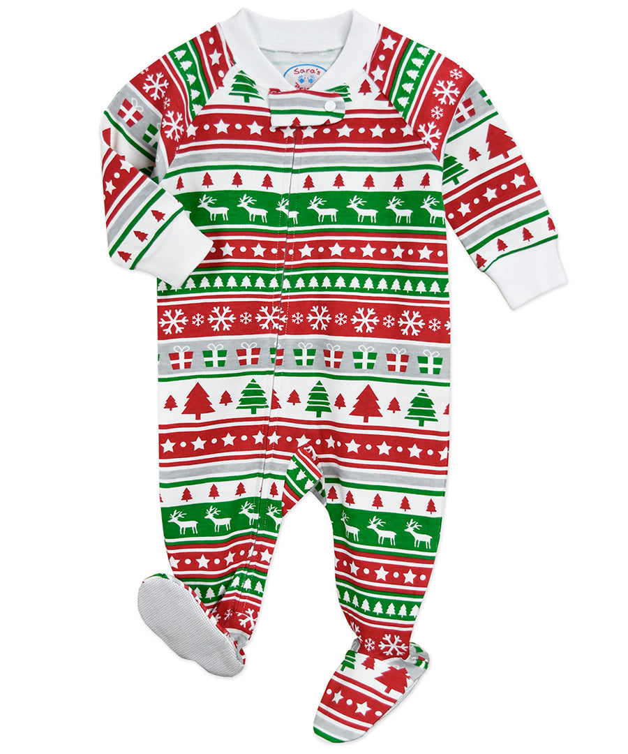 Footed Pajamas - Fairisle stripe