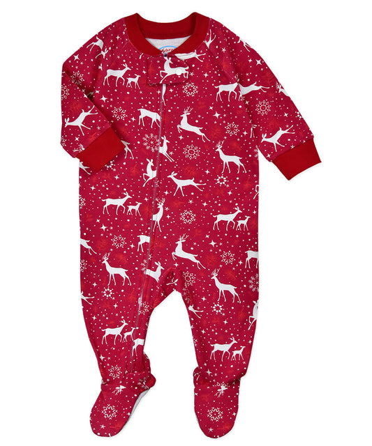 Footed Pajamas - Holiday Red Deer