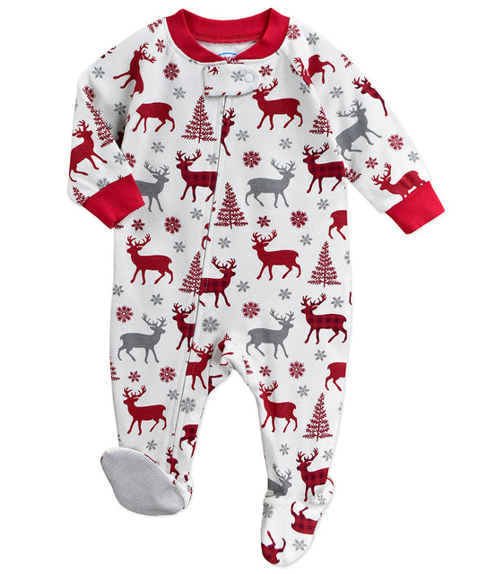 Footed Pajamas - Plaid Deer AO