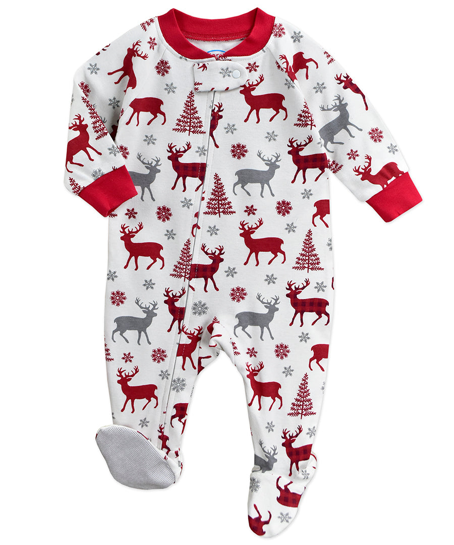 Footed Pajamas - Plaid Deer AO