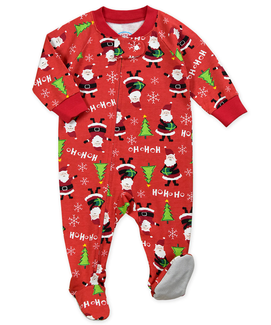 Footed Pajamas - Red Santas Red