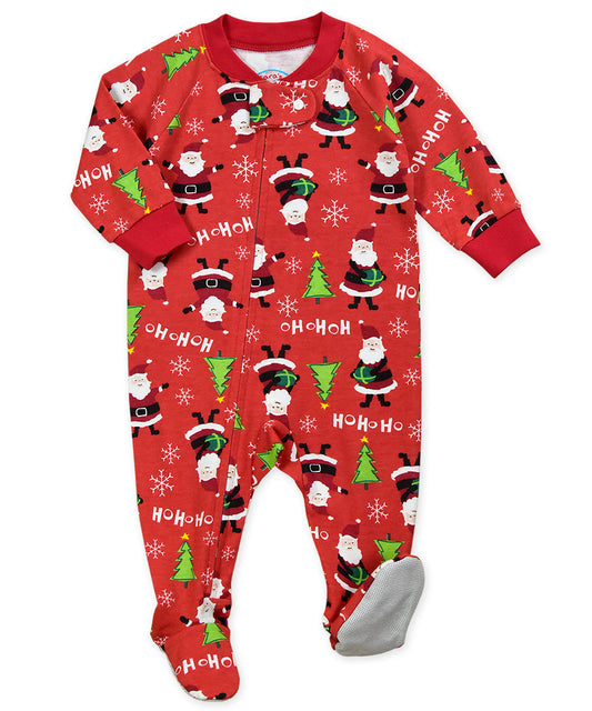 Footed Pajamas - Red Santas Red