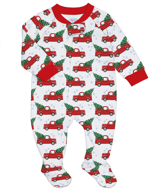 Footed Pajamas - Xmas red truck