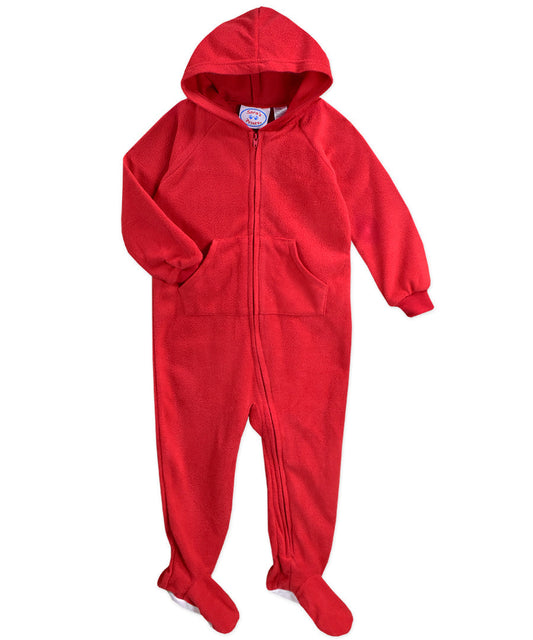 Hooded footie - Micro fleece red