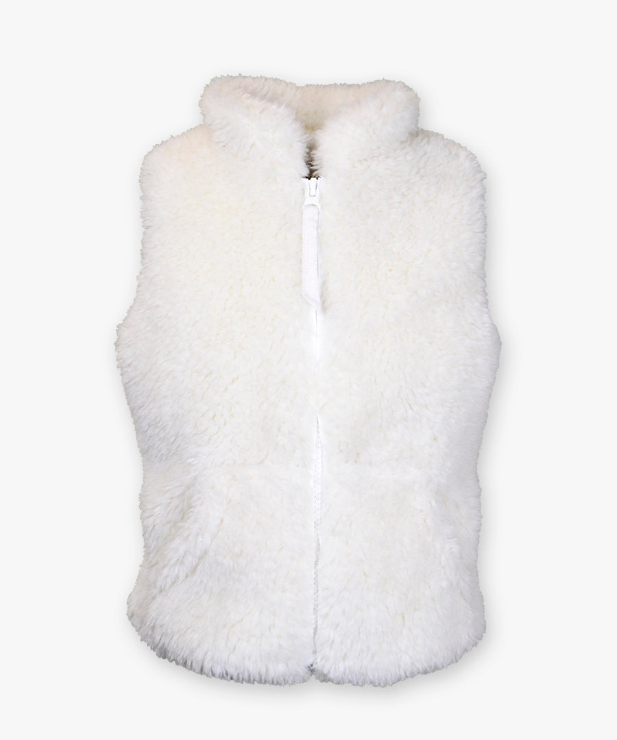 Zip Front Vest - Cream sherpa
