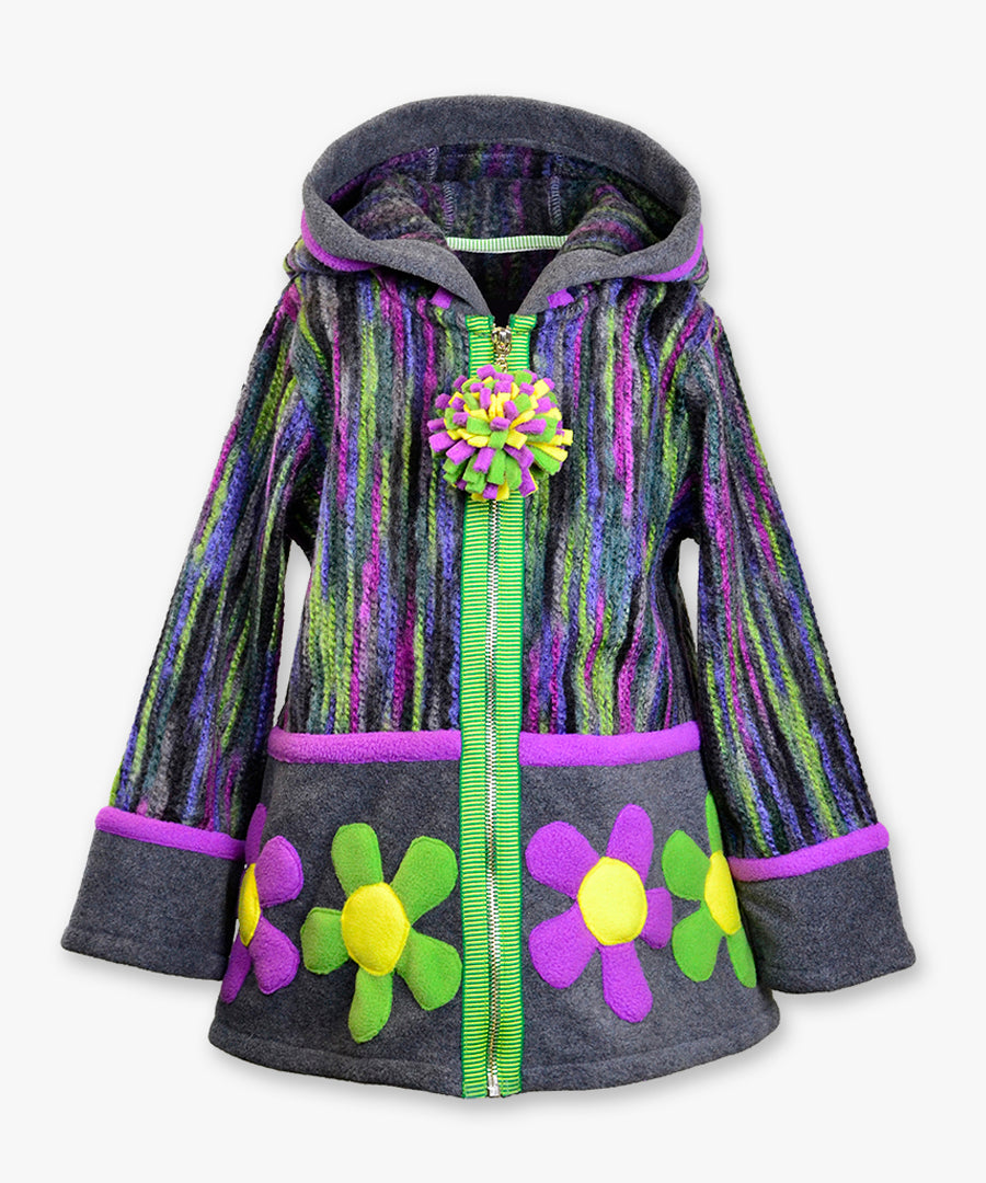 Color block flower jkt - Variegated stripe purple