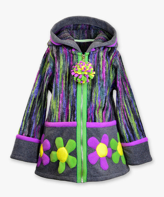 Color block flower jkt - Variegated stripe purple