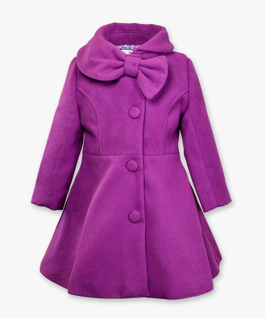 Bow collar coat - Berry