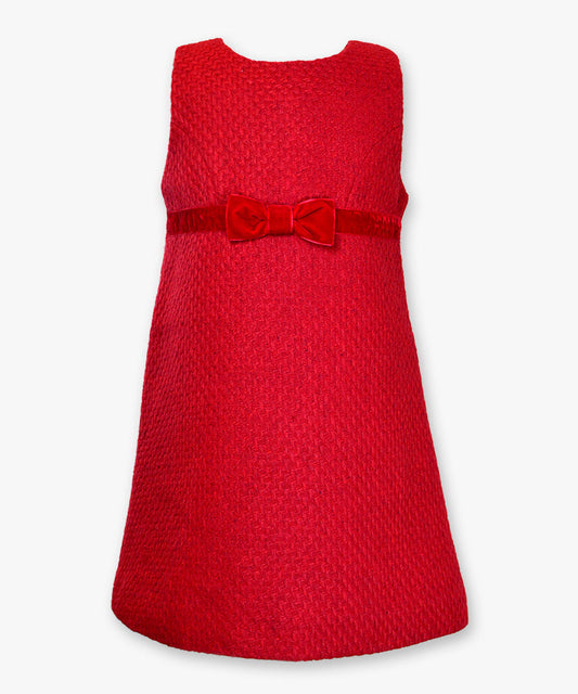 Fitted sleeveless dress - Textured wool red