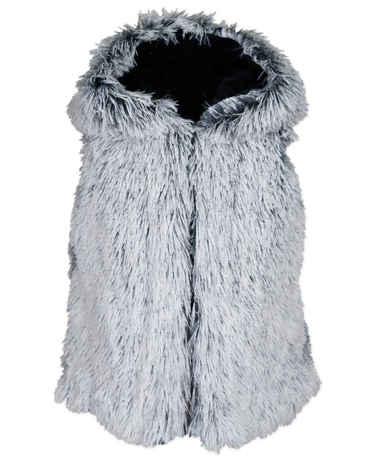 Hooded shaggy vest - Grey ice frosting