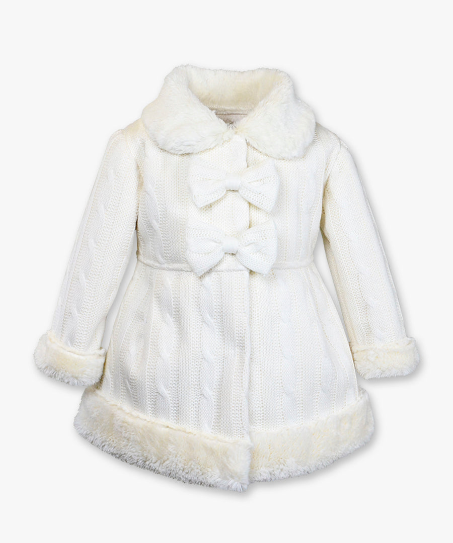 Bow front sweater coat - Cable knit vanilla
