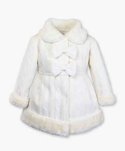 Bow front sweater coat - Cable knit vanilla