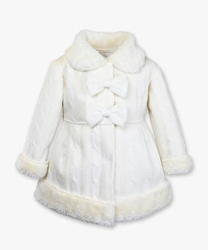 Bow front sweater coat - Cable knit vanilla