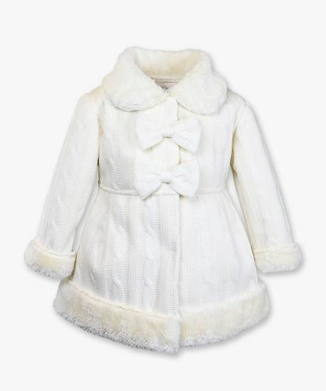 Bow front sweater coat - Cable knit vanilla