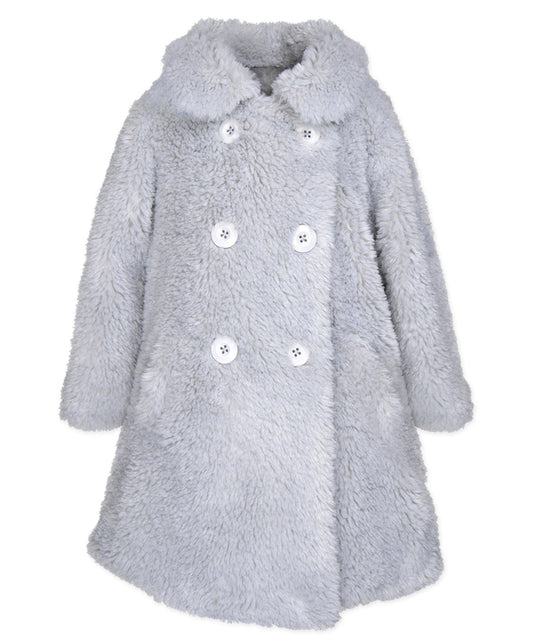 Double Breasted Coat - Grey sherpa