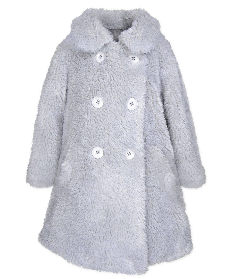 Double Breasted Coat - Grey sherpa