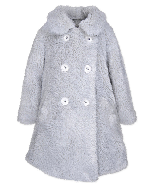 Double Breasted Coat - Grey sherpa