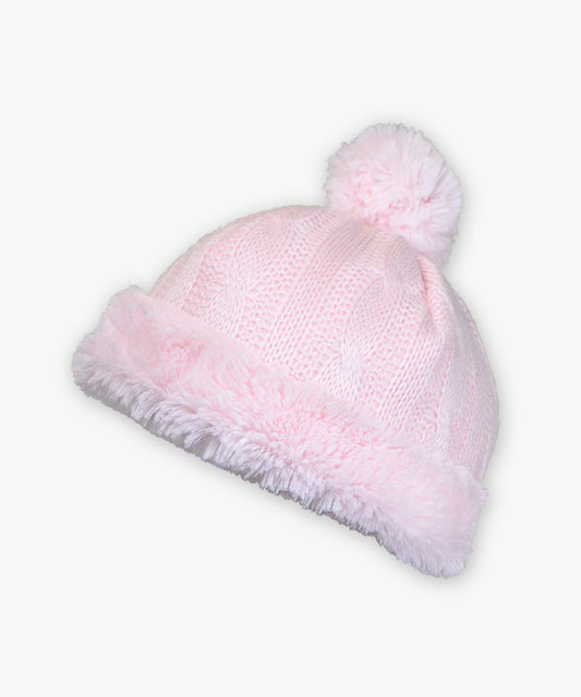 Sweater knit hat - Cable knit pink
