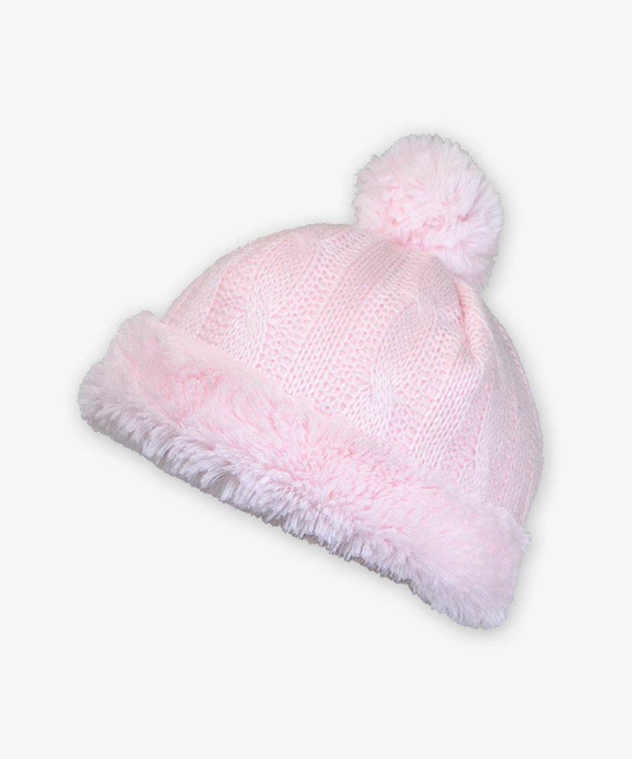 Sweater knit hat - Cable knit pink