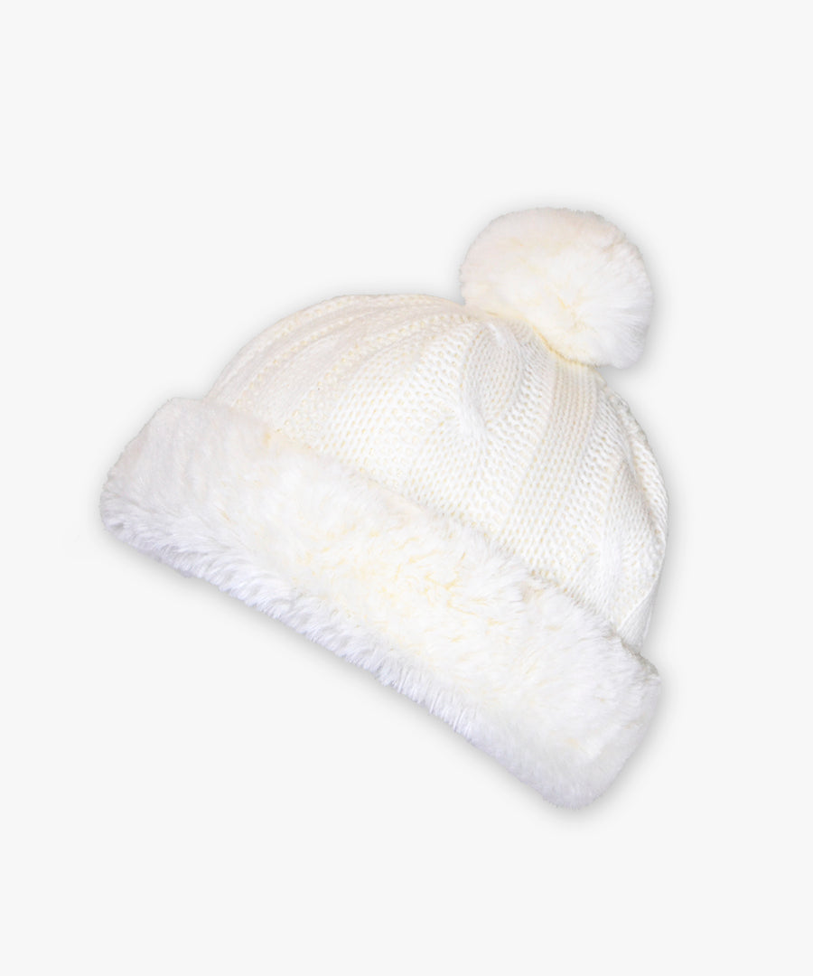 Sweater knit hat - Cable knit vanilla