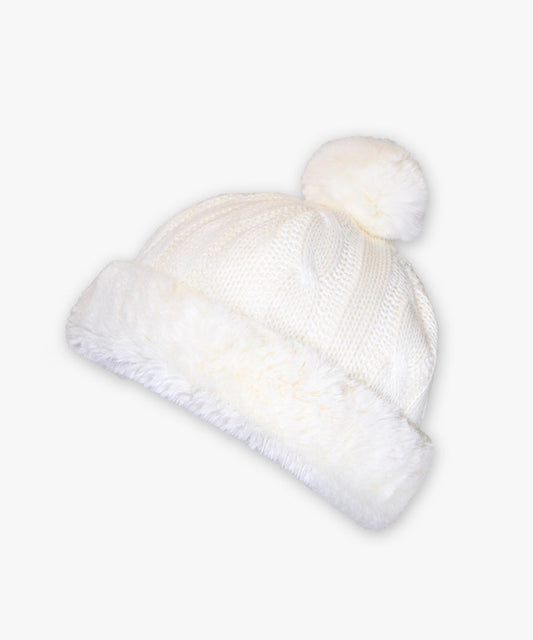 Sweater knit hat - Cable knit vanilla