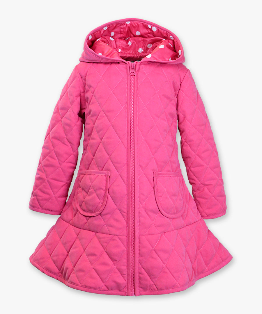 Hooded polka dot lined coat - Pink
