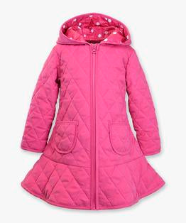 Hooded polka dot lined coat - Pink