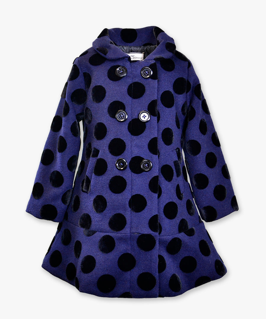 Double breasted flared coat - Velvet dots navy
