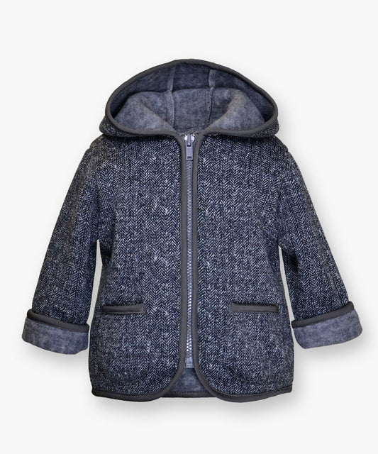 Hooded zip front jacket - Heather tweedy grey