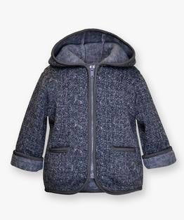 Hooded zip front jacket - Heather tweedy grey