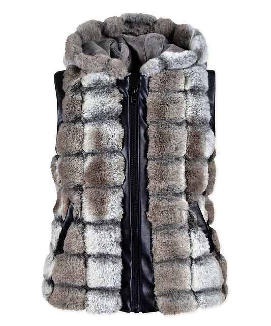 Pleather Trim Vest - Cookie Cream Buns