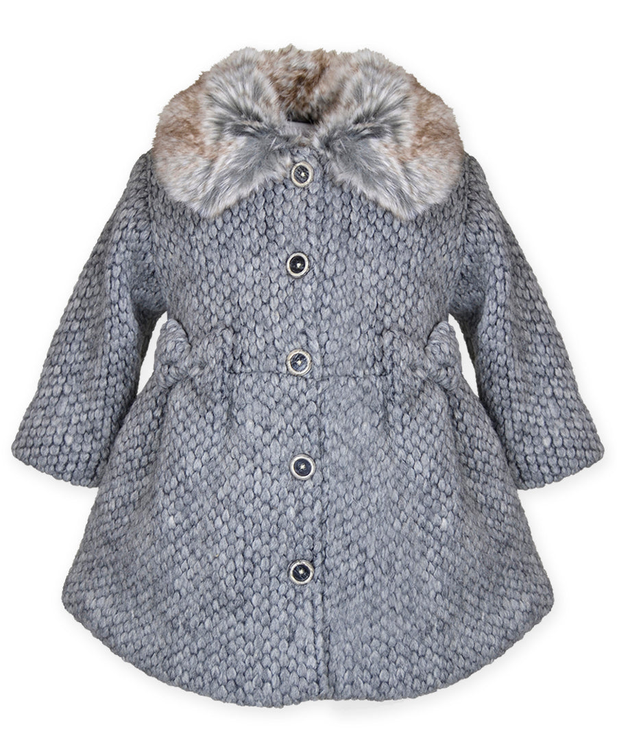 Fur Collar Coat - Grey sweater