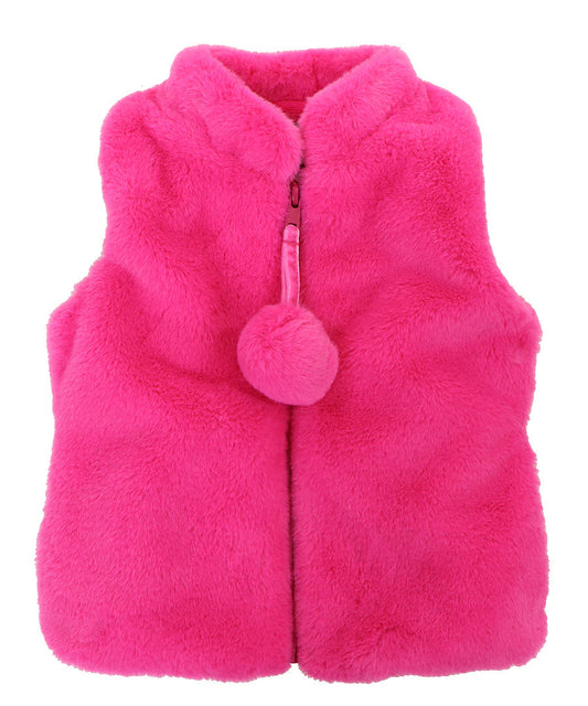 Zip Up Vest - Hot pink puff