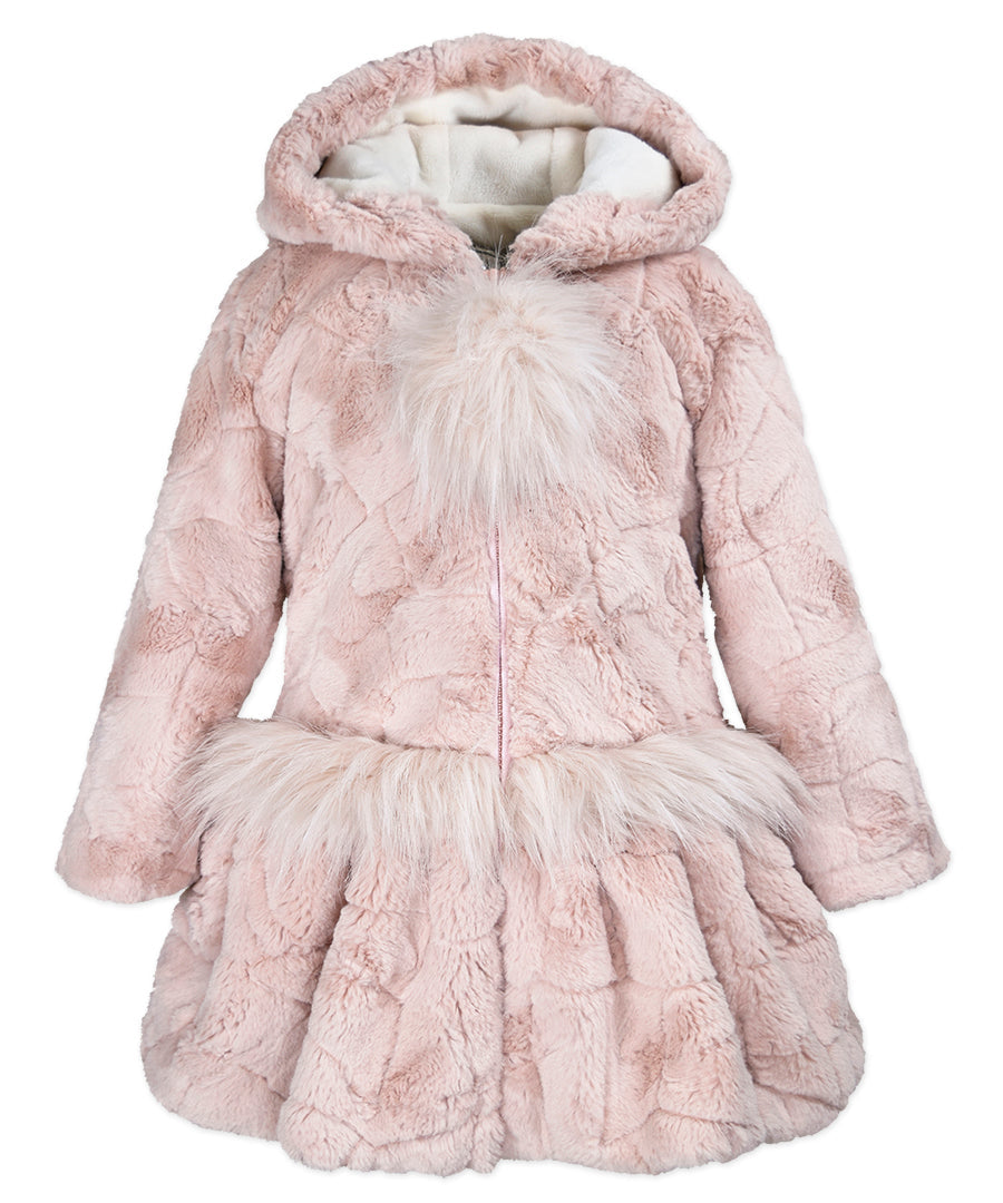 Hooded Zip Coat - Rose ice crackle