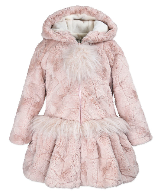 Hooded Zip Coat - Rose ice crackle