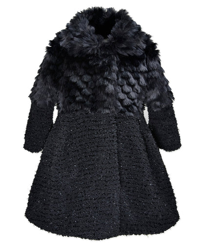Contrast Coat - Eyelash faux wool