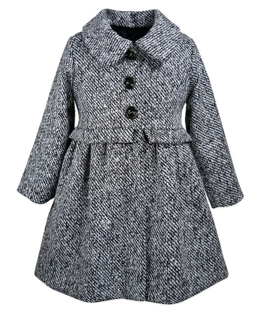 Waist Flap Coat - Tweed faux wool