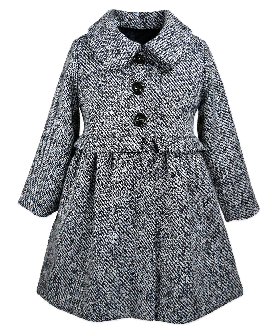 Waist Flap Coat - Tweed faux wool