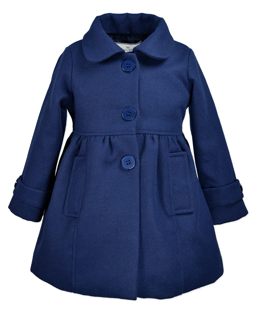 School Coat - Navy faux wool