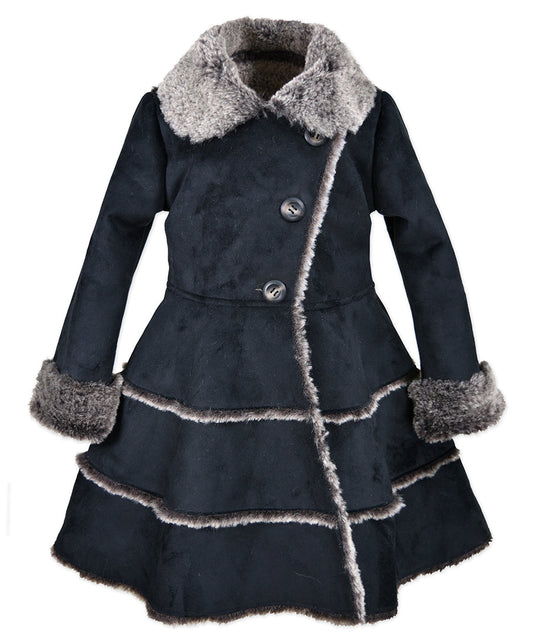 3 Tiered Coat - Suede super soft black