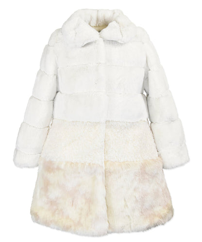 Tier Faux Fur Coat - Strawberry swirl