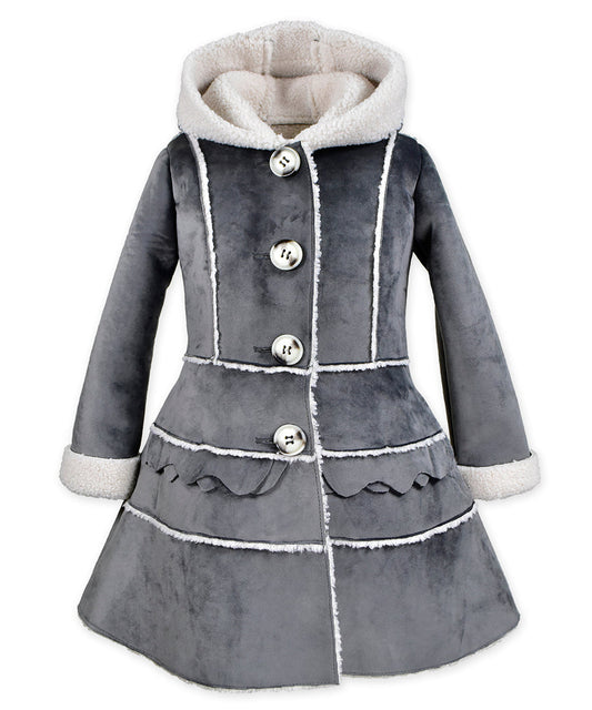 Tiered ruffle coat - Silky velvet grey