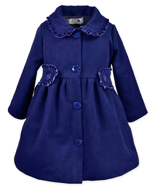 Ruffle trim coat - Navy