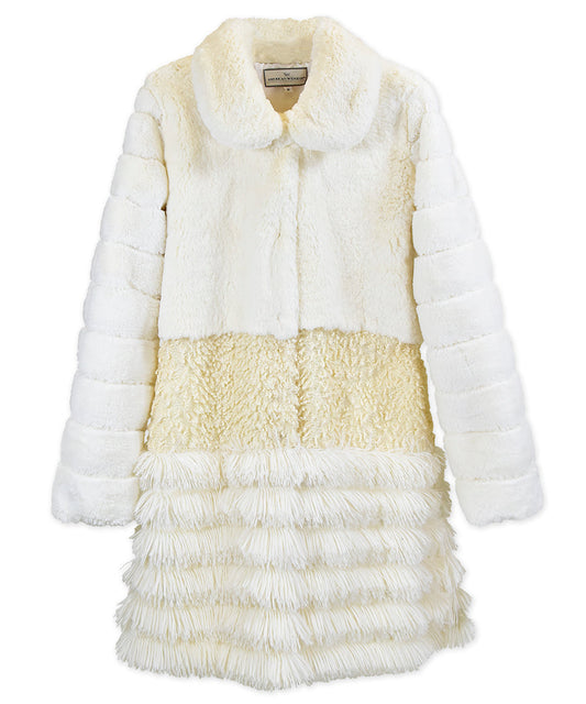 Adult Sized Tier Faux Fur Coat - Vanilla Layer Cake